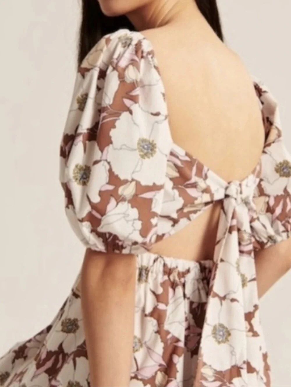 Abercrombie & Fitch Womens O Ring Dress Floral Puffed Sleeve Cottagecore Medium